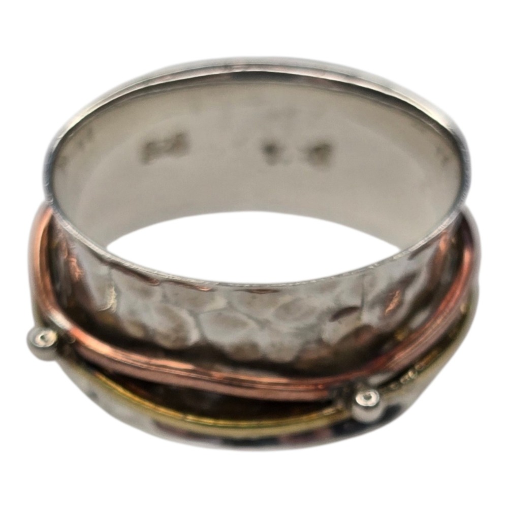 Vintage Spinner Ring Size 7 Sterling Silver 925 Hammered Excellent Boho Band‎